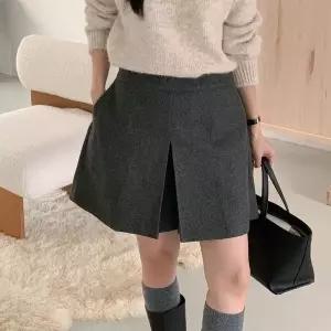 [신세계라이브쇼핑][옷자락] 여자 겨울숏팬츠 뒷밴딩 와이드 앞트임 치마바지