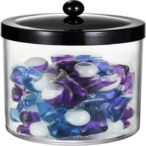 아몰리어 50온스 약병 - 스테인리스 뚜껑이 있는 투명 용기 세탁실 정리 및 포드 보관용 플라스틱 병 욕실