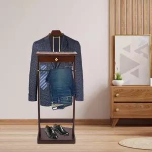 피조팡 나무 수트 발렛 스탠드 프리스탠딩 벨벳 안감 서랍 옷 정리함 튼튼한 베이스가 있는 사무실 거실