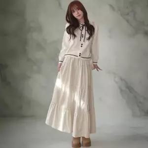 [다잇템] 여성 프릴 캐쥬얼 긴치마 클래식 바캉스룩