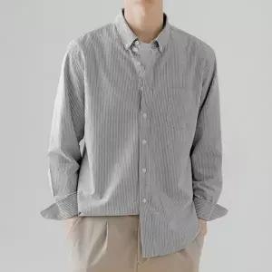 남성 스트라이프 긴팔셔츠 캐주얼 남친룩 데일리룩 남방 와이셔츠