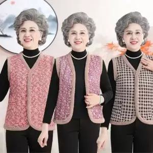 꽃무늬 조끼 겨울 융털 누빔김장 빅사이즈 어르신 중년여성 엄마 김장