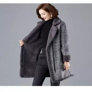 ( )마담 코트 겨울 줌마패션 퍼 내피퍼 W47150 체크 모직자켓 모직