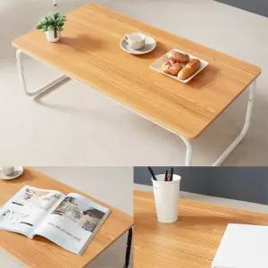 철제 화이트 나무무늬 긴 좌식티테이블 900 커피 찻상 원룸 교자상 밥상