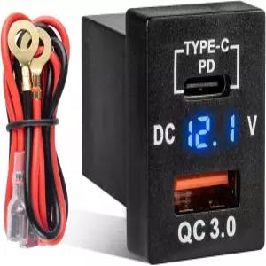 Anina 차량용 충전기 소켓 듀얼 PD USB 포트 QC3.0 A 퀵차지 및 Type C 2008-2024년식 토요타