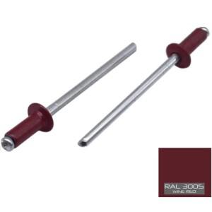 50피스 RAL3005 바람 빨간 블라인드 리벳 알루미늄 강스틸 페인트 컬러 팝 엔드 DIY 홈 패스너 하드웨어 5/