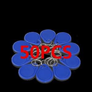 액세스 제어용 50개 13.56Mhz 근접 IC 카드 키체인 블루 컬러