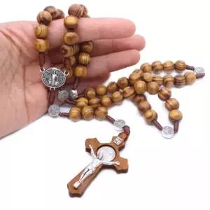 카톨릭 나무 십자가 목걸이 - 원목 우드 팬던트 기도