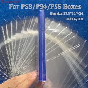 [호환품]50PCS 보호 자체 밀봉 방진 포장 가방 플라스틱 투명 보관 커버 23.5x15.7CM PS3 PS4 PS5 게임 박