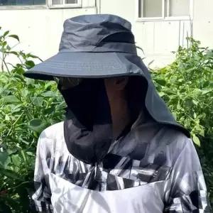 얼굴 뒷목 햇빛가리개 모자 다크그레이 여름 창넓은