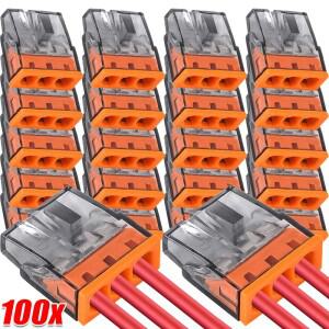 100/10PCS 3홀 전기 와이어 퀵 커넥터 클립 스플라이스 레버 직접 플러그 타입 배선 단자 블록 케이블 연결