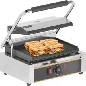 HTTSICI 상업용 파니니 프레스 - 2200W 전기 샌드위치 그릴(논스틱 코팅 및 조절 가능한 온도 포함) 그릴