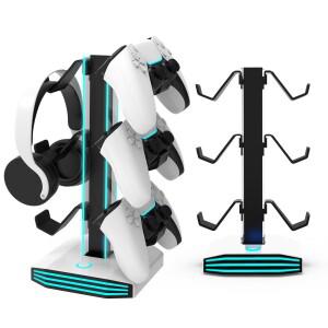 [호환품]범용 게임 컨트롤러 홀더 RGB 멀티 컬러 라이트 헤드폰 스탠드 (PS5 Xbox 스위치용) 데스크 정리함