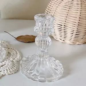 [하프클럽/]투명 클래식디자인 장식촛대 크리스탈 엔틱촛대