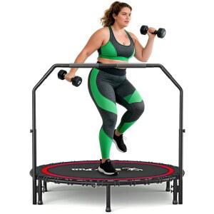 [미국배송] 40인치 /45인치 /50인치 성인용 리바운더 트램펄린 450~550파운드 접이식 미니 5단계 조절식 손잡이 포함