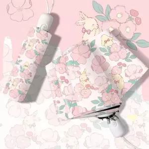 자동 꽃무늬 양산 우산 꽃과 예쁜 토끼 양우산 파스텔 (WFKB5U5)