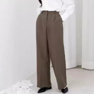 뒷밴딩 간절기 주름 포인트 와이드 일상 여성 긴바지 WAEE5D9