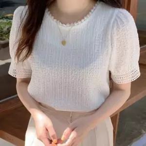 여성 데이트 레이스 반팔 예쁜 블라우스 스타일 룩 여름블라우스