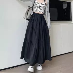 고품질 레이스 프릴 캉캉 롱 허리밴딩 스커트 여신룩 프릴스커트 (WFKBOTK)