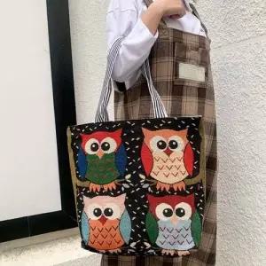패션 스퀘어숄더백 대학생쇼퍼백 부엉이 에코백 WFIL6QU
