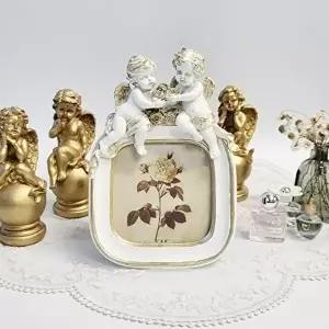 엔틱천사액자(4X4) 탁상용 미니 골드화이트 인테리어 (KYR-WA5FC18)