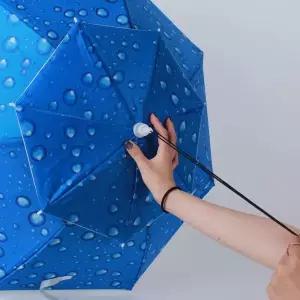 [하프클럽/]머리에 쓰는 2단 우산모자 중형 블루 머리우산 모자우