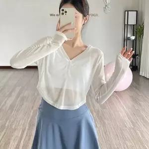 플라폴 투단추 긴팔 티셔츠 얇은티 요가 운동복 커버업 캐주얼 일상복