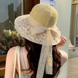 [하프클럽/]여름 여성 캐주얼 플라워 레이스 필수템 오픈 챙넓은