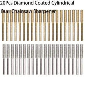 20Pcs 다이아몬드 코팅 버 전기 톱 숫돌 조각 그라인딩 헤드 회전 파일 4.0/4.8/5.5mm 연마 도구 세트