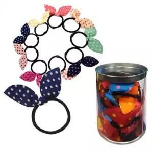 [골드스마일]검정줄20P 리본 소땡땡이 토끼헤어밴드 깡통악세서리