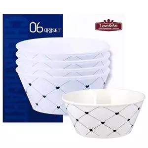 [조르지오]4p CO41SE34 체크 하트 대접 세트 그릇 가성비 국그릇 북유럽