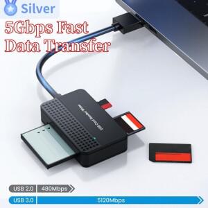 USB 3.0 C타입 메모리 스마트 호환 카드 리더 SD TF CF MS 컴팩트 플래시 어댑터 노트북용 4 in 1 케이블 1