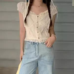 [신상오픈런]|CCH4221|여성 패션 로맨틱 프릴 레이스 크롭 탑