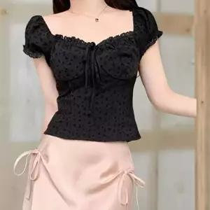 [신상오픈런]|CCH4222|여성 하트넥 펀칭 퍼프 슬림 폴리 블라우스