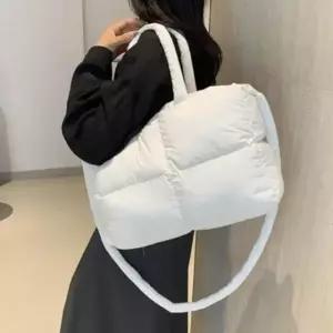 (색상 화이트(아이보리))패딩 숄더백 토트 크로스백 가방 여자 겨울 화이트 여자 토트 패딩 가방 겨울 화이