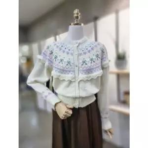 [갤러리아] ABFZ[2컬러]장식버튼 에닉스프릴 가디건(ABA1ZY37)