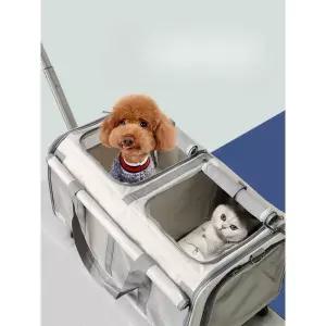 야외 고양이 캐리어 메쉬 이동식 웨건 가방 강아지