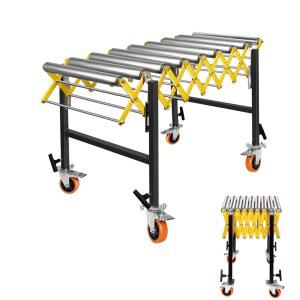 1200파운드 확장 가능한 스케이트 휠이 있는 롤러 컨베이어, 25인치 와이드 컨베이어 벨트, 길이 23.6''-52'', 높이 30''-50'' 조절 창고 공장 목공 플래너용