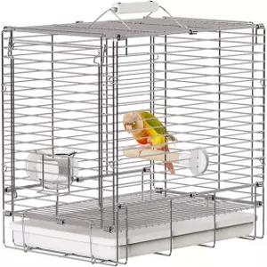 YOOOS 윙 버드 캐리어 여행 케이지 앵무새 모이통 컵과 작은 새 스탠딩 퍼치 304 스테인리스 스틸 휴대용