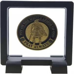 도전 동전 홀더 단일 진열 케이스 발 받침대가 있는 3D 플로팅 클리어 프레임 우표 보석 리온 표본 상자