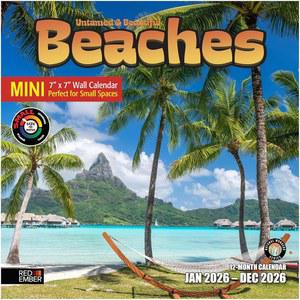 레드 엠버 길들여지지 않은 아름다운 해변 2026 미니 월 캘린더 12개월 7인치 x 14인치 두껍고 튼튼한 종이 홀리데이 선물 트로피컬 비치