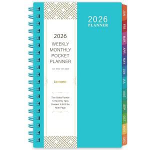 2026 포켓 캘린더 /플래너 - 지갑 및 월간 플래너, 2026년 1월 12월, 6 8인치 x 4 1인치, 강력 트윈 와이어 바인딩, 플라스틱 커버