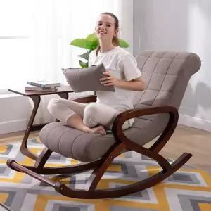 1인흔들의자 쿠션 발받침 패브릭 안락의자 독서 회색