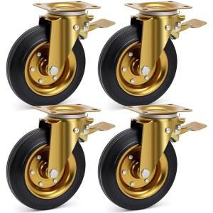 [미국배송] 네피쉬 8인치 야외용 헤비 듀티 캐스터 브레이크 내구성 있는 산업용 등급 캐스터 3200LBS 카트 작업대 기계용 360도 플레이트 회전 휠이 포함된 대형 휠 4종 세트