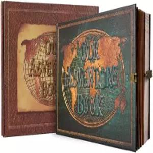 짐본 아워 어드벤처 북 180페이지 스크랩북 사진 앨범 레트로 스타일 엠보싱 레터 가죽 커버 여행 일기