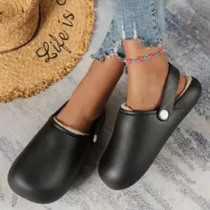 |CCS7D95|여성 둥근코 기모 슬리퍼 스트랩 클로그