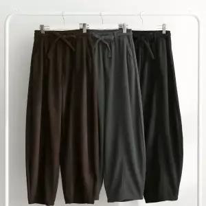 |CSP9338|여성 벌룬핏 겨울 기모 와이드 골덴 리본 벨트 바지