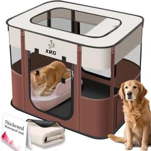 방수 소변 패드가 있는 XRG 반려견 플레이펜 중형견을 위한 휴대용 상자 통기성이 뛰어난 그늘막이 고양이