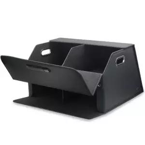 고품질 가죽 수납함 2층트렁크정리 블랙 블랙수납박스 차량용 (WFKDHXO)