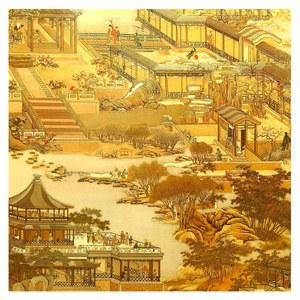 황금색 벽지 풍 포인트 실크 골드 동양화 금박 집 소재 50081 금색 비접착성 벽지만